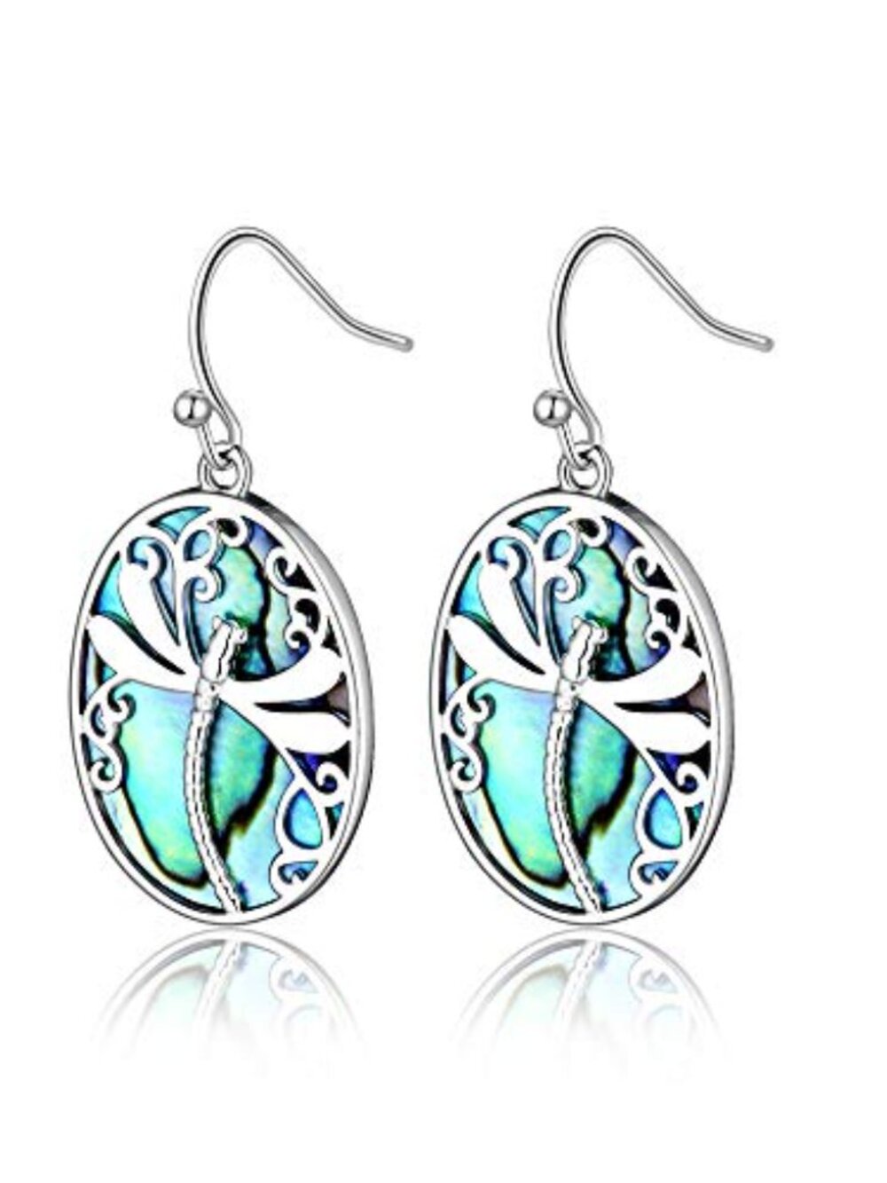 Drop Dragonfly Ears Plated with White Gold Fashionable Natural‎ Shell
